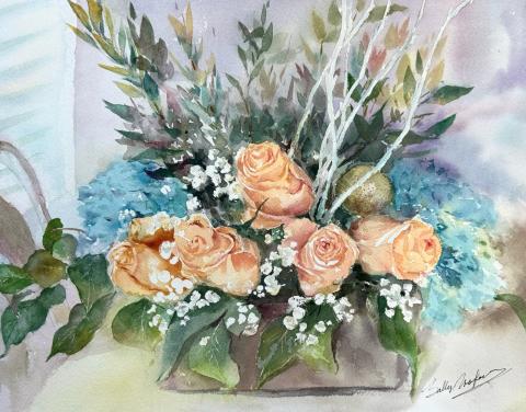 floral still life painting