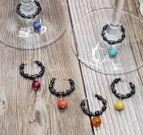 wine glasses and beaded charms