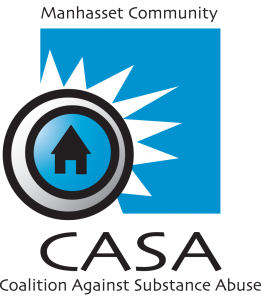 Manhasset Community (blue box) (part of the sun or a star) (two circles with a home symbol in it) CASA Coalition Against Substance Abuse