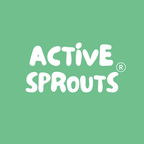 White text Active Sprouts on green background