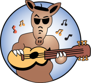 logo for LI Aaardvarks, a cartoon aardvark playing a guitar