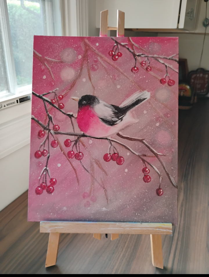 bird on a branch painting