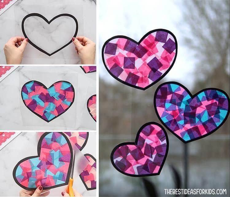 Paper Stained Glass Hearts